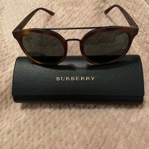 Burberry Round Double Bridge Sunglasses in Havana